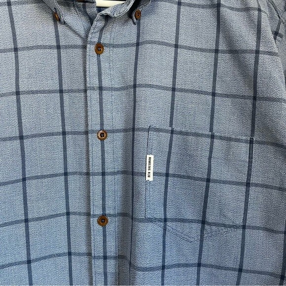 Ben Sherman plaid button down shirt long sleeve blue checkered print - Picture 2 of 8